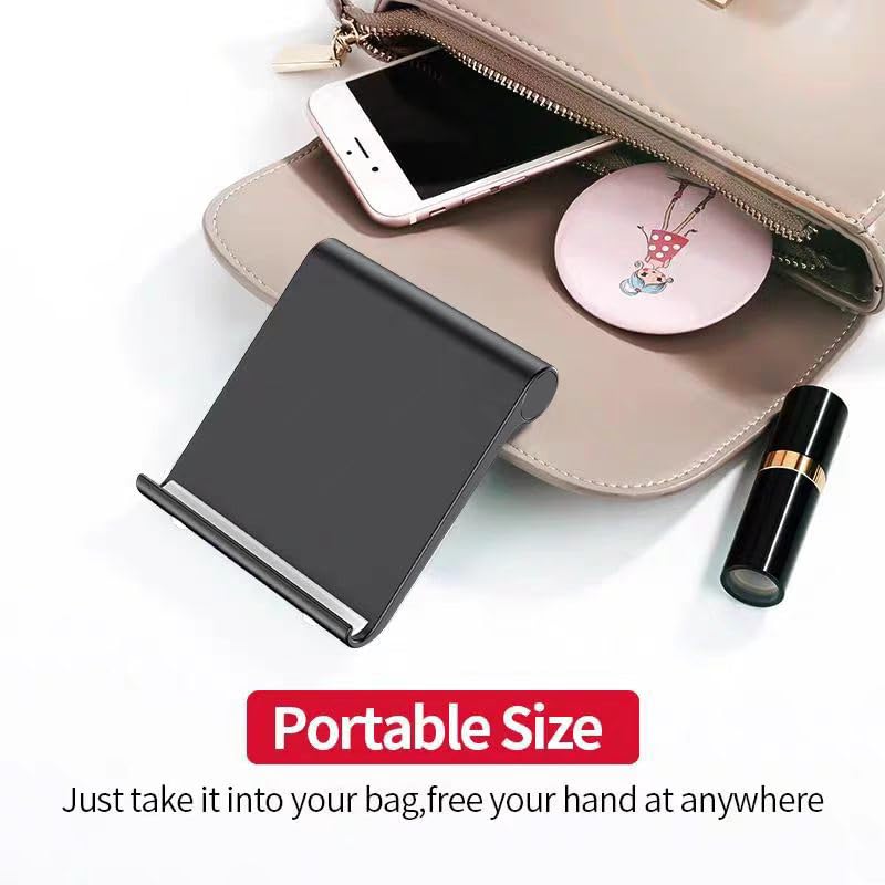 Foldable Cell Phone Stand for Desk, Multi-Angle Adjustable Tablet Holder, Portable Mobile Phone Dock for Home Office Travel, Universal Desktop Stand for Phone Tablet E-Reader, Black