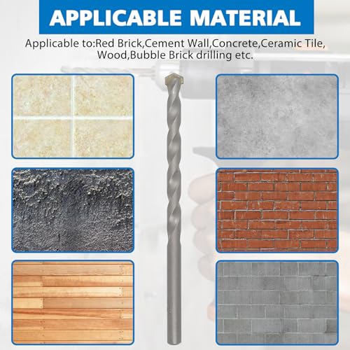 Conical Concrete Wall Anchors and Screws Assortment Kit, 340 Pcs Masonry Anchors with 3PCs Drill Bit,170 Brick Wall Anchors and 170 Self Tapping Screws, Blue