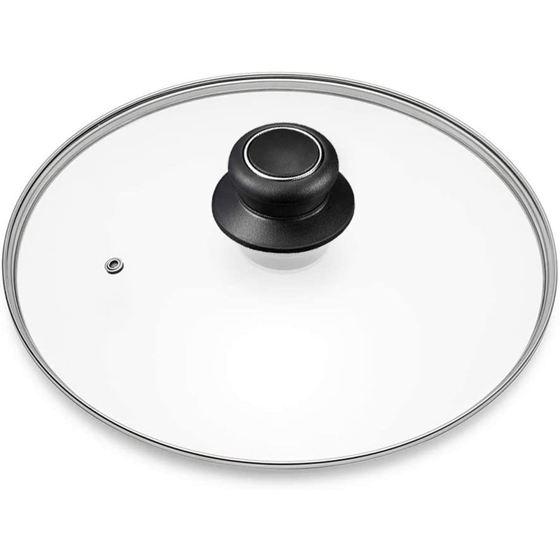 13 Inch Pan Lid Tempered Glass Pot Lid Replacement Pan Cover for 12.5"-13" Cast Iron Skillets, Frying Pans, Pots and Wok, Clear | Stainless steel edge with handle Fits 12.5"-13" Cookware
