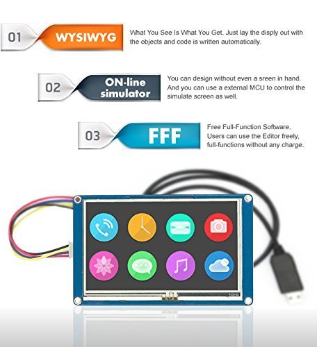 3.5'' Nextion NX4832T035 HMI Display Module with UART, 480x320 Resolution, 16MB Flash, 2KB RAM, Touch Screen LCD