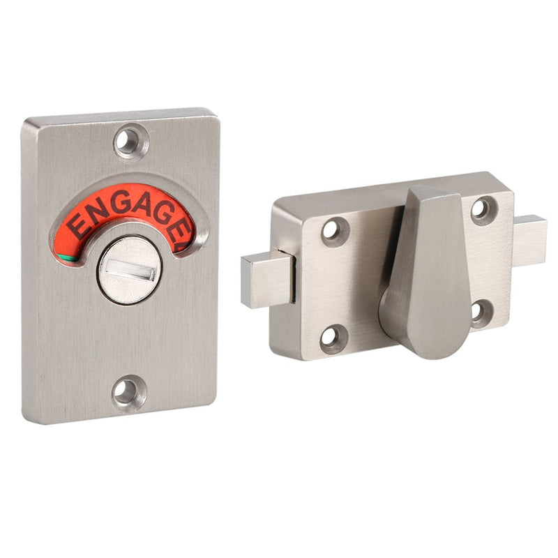Stainless Steel Bathroom Door Lock with Occupied Vacant Indicator – Toilet Door Lock for Home Office Restroom, Heavy Duty Privacy Lock Hardware