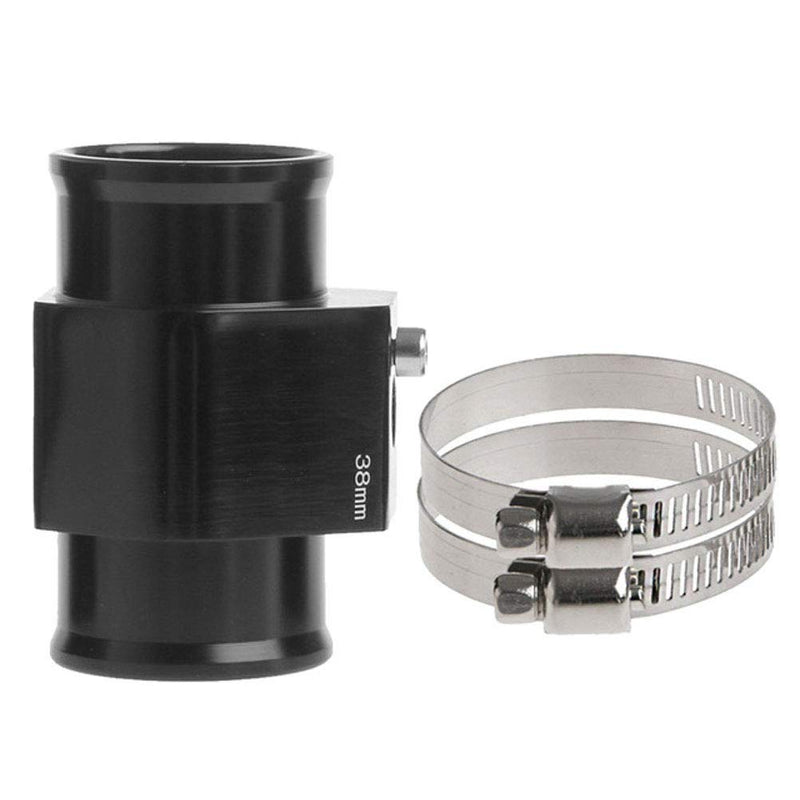 Black Aluminum Water Temp Meter Temperature Gauge Joint Pipe Radiator Sensor Adaptor Attachment Hose Clamps 38mm Black