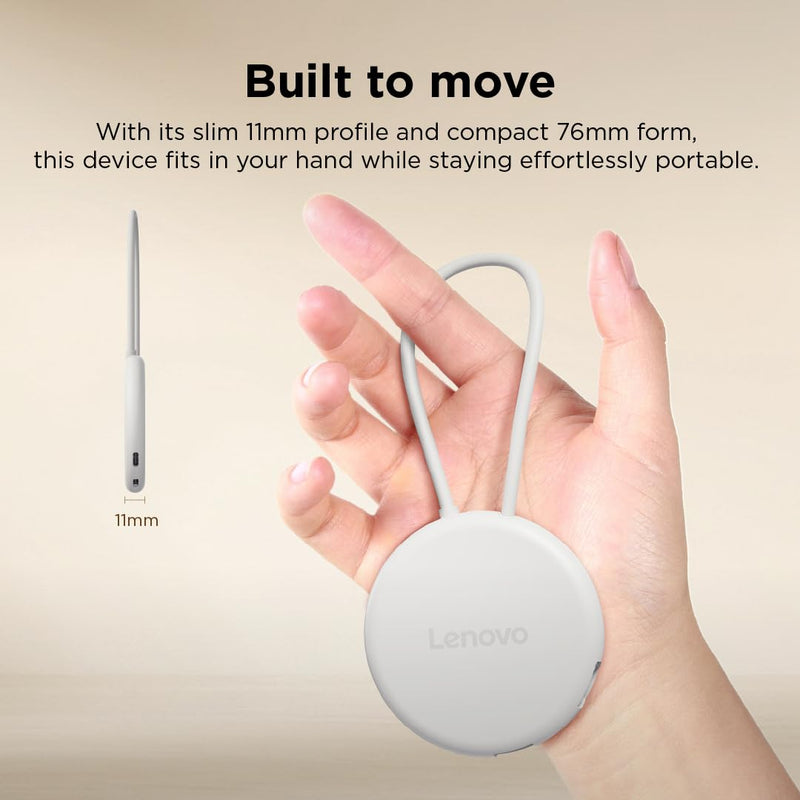 Lenovo Slim USB-C 3.2 Hub, 5-in-1 USB-C Hub with HDMI 2.1 (4K@60Hz), 10Gbps USB-C & USB-A Ports, 100W PD-in (65W Charging), Ultra-Thin Portable Dock with Cable Management for Laptop, Seashell