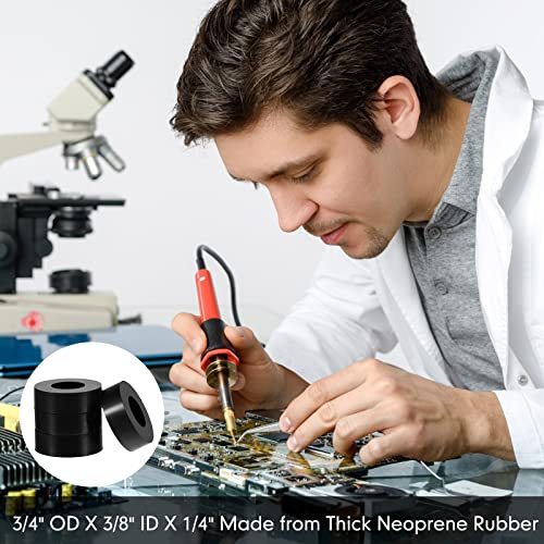 Fabbay 50 Pack Rubber Washers Assortment Kits, 3/4" OD x 3/8" ID x 1/4" Thickness Anti Vibration Neoprene Rubber Spacer Black Round Bushing for Home Hose Garden Screw Car Accessories
