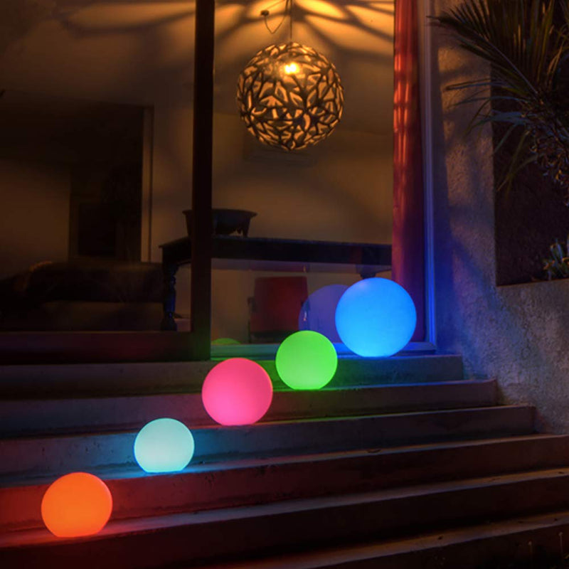 Mr.Go 8-inch Ultra-Fun LED Glowing Ball Light w/Remote, RGB Color Changing Globe Mood Lamp, 16 Colors 8 Brightness 4 Lighting Modes, Waterproof, Rechargeable & AC Adapter Power, Stunning Light Orb Ball 8"