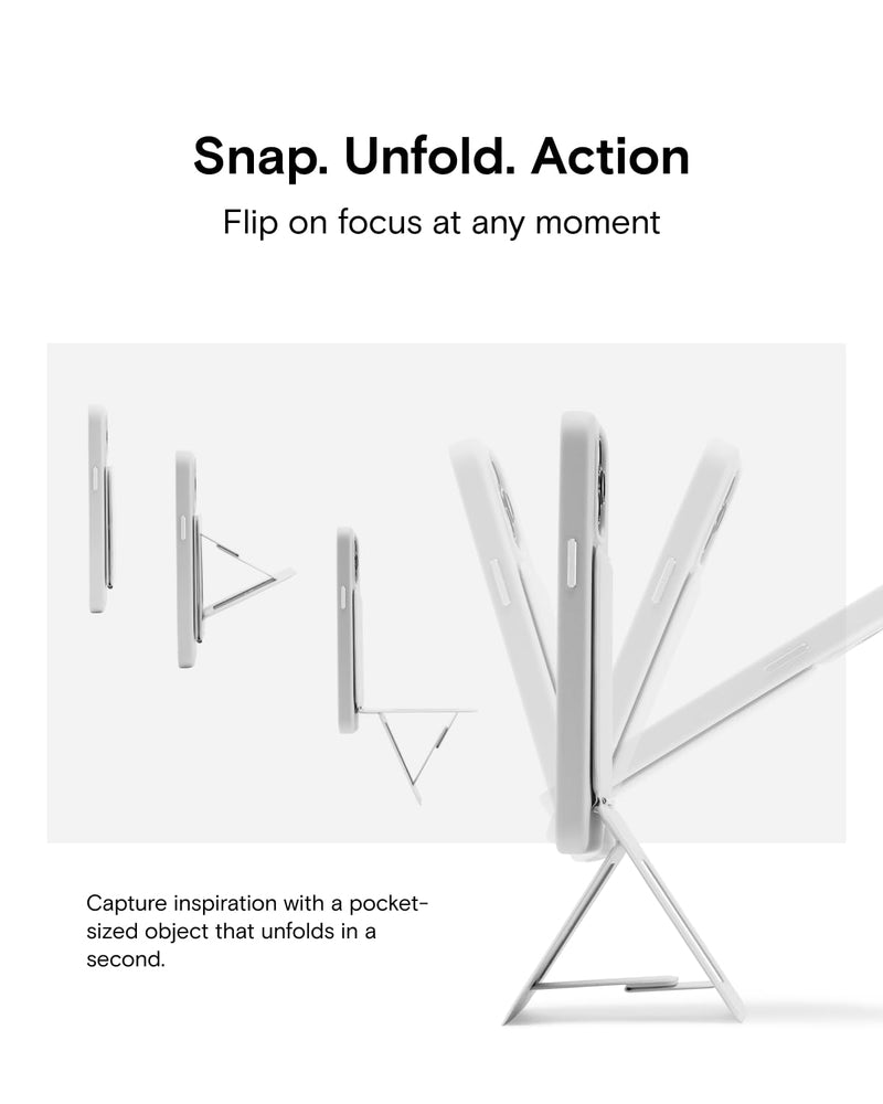MOFT Phone Tripod Stand Compatible with iPhone 15/14/13/12 Series, Angle Adjustment & Strong Magnets & MagSafe Compatible MOVAS Invisible Selfie Stick Tripod, Misty Cove Gray