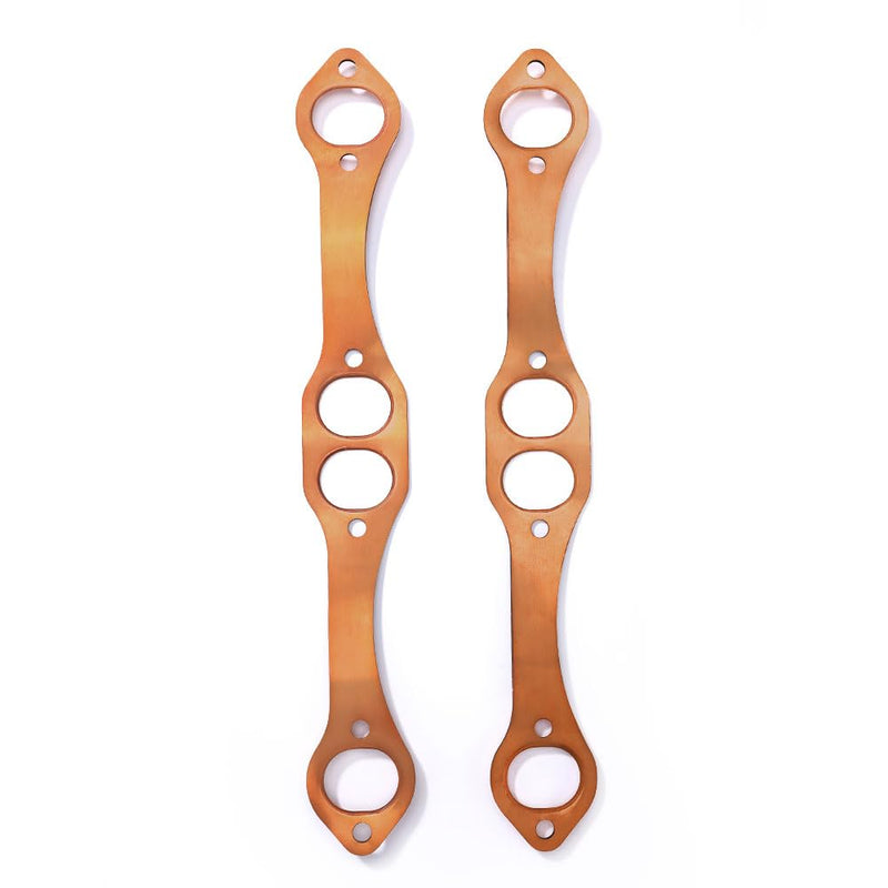 SBC Header Gaskets, Oval Port Copper Exhaust Manifold Gaskets Compatible with Chevy 262 283 327 350 383 400 Small Block, Reusable