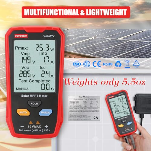 800W MPPT Solar Panel Tester Large LCD Photovoltaic Multimeter 800W