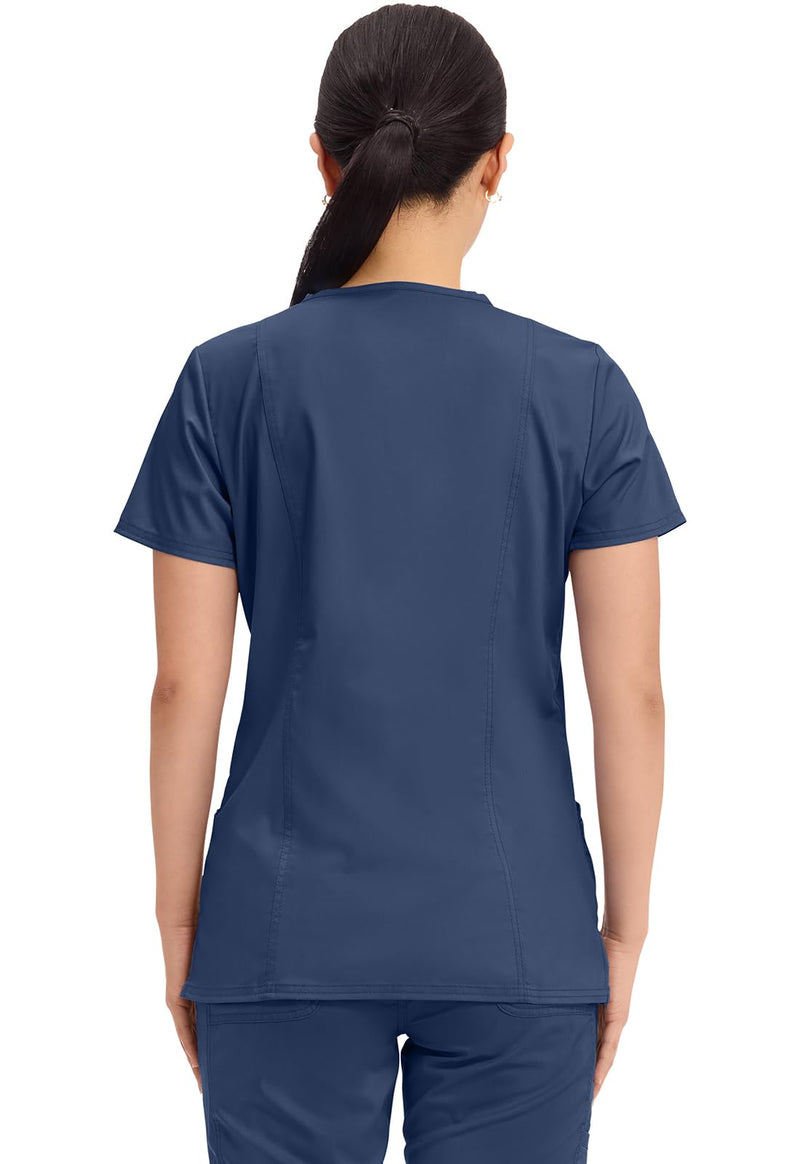 Cherokee Medical Women's Scrub Top V-Neck Modern Classic Fit with 3 Pockets, Ultra Soft and 2-Way Stretch Fabric - WW620 Medium Navy