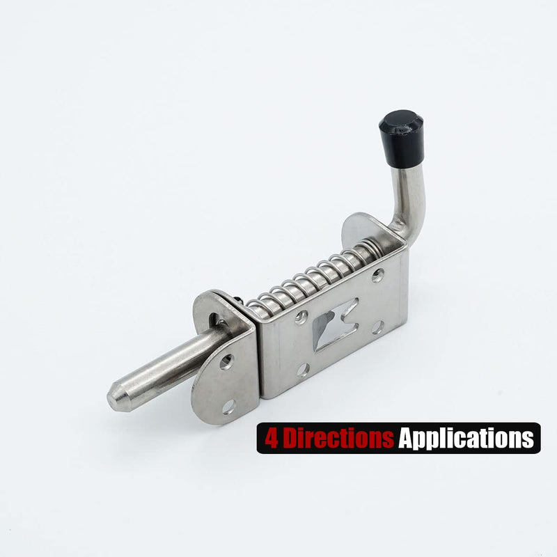 JQK Spring Loaded Latch Pin, 304 Stainless Steel Barrel Bolt Thickened 2mm Door Lock, 5 Inch Brushed Finished(4 Pack), HSB300-P4 5Inch - 4Pack