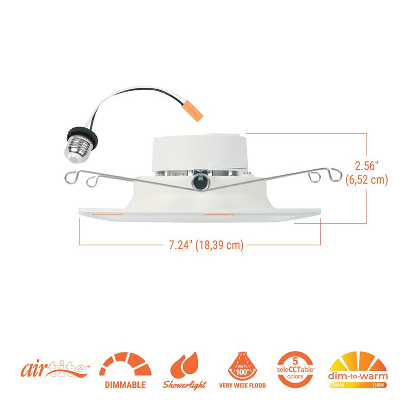 HALO RL Night Light 5/6 in LED Recessed Downlight with Night Light Mode, 1000 Lumens, Selectable CCT 2700K-5000K, Dim-to-Warm, Matte White - RLNL56109FSD2W1EWH 5/6 inch