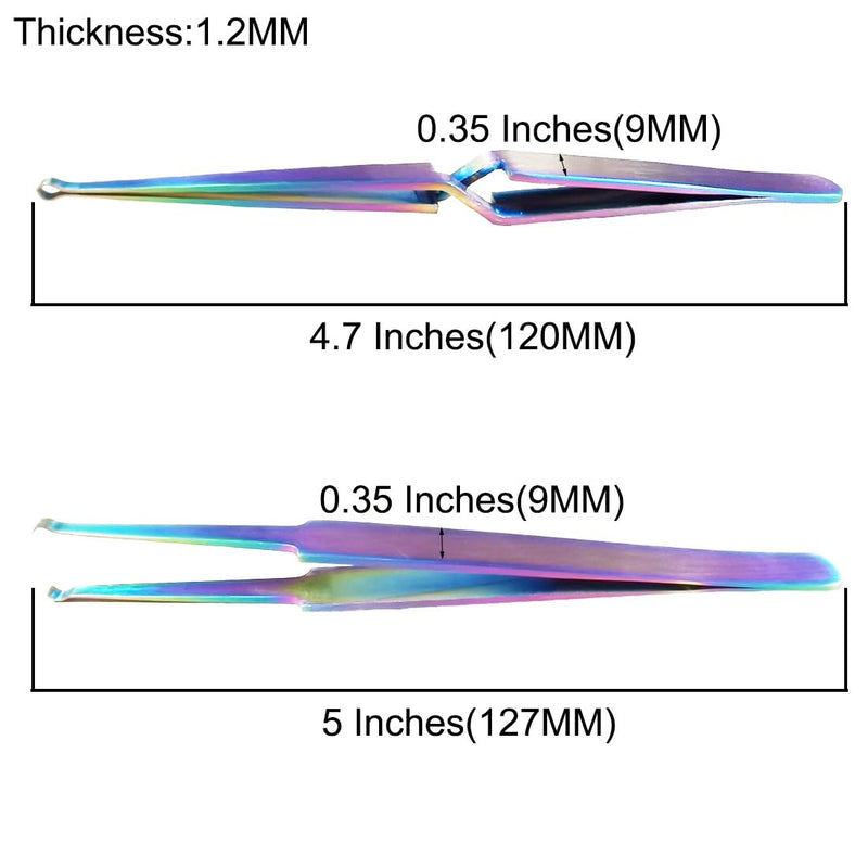 Lock Pin Tumbler Tweezers with Pin Groove Color Stainless Steel Reverse Action Tweezers for Lock Picking Pinning & Rekeying Tool Lock Pinning Cross Locking Tweezers(2Pcs) 2 Pcs Polychrome
