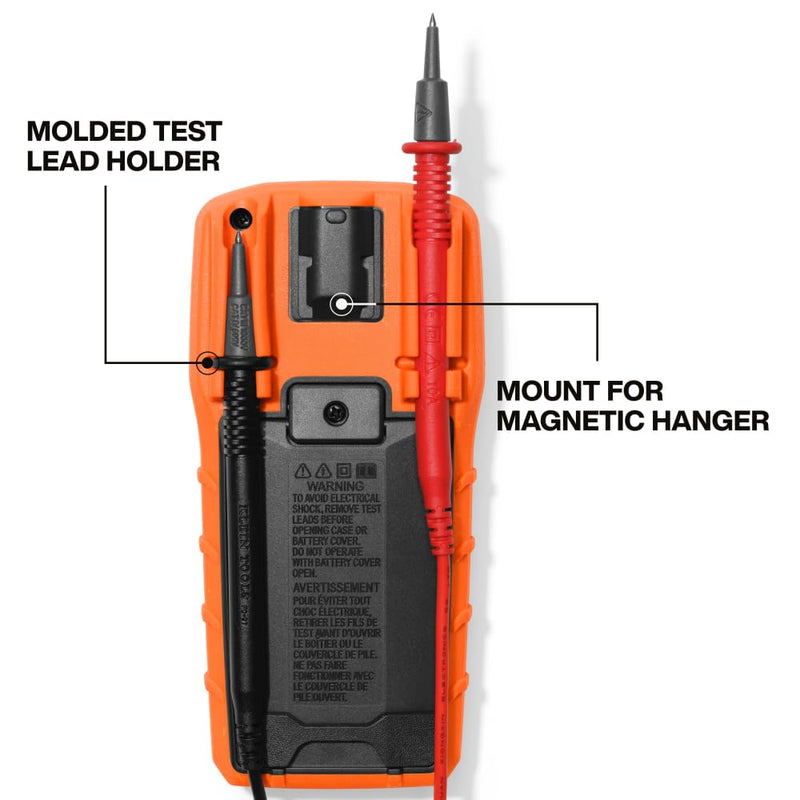 Klein Tools 80196 Digital Multimeter Kit with Case, Manual-Ranging 600V AC/DC Voltage Tester, Tests Batteries, Current, Resistance, Diodes, and Continuity, Protective Carrying Case Manual-Ranging w/Case