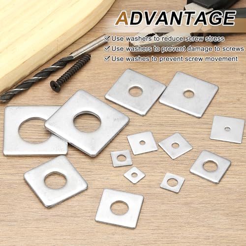 PATIKIL M12x30x2mm Square Washers, 24pcs Square Plate Washers Square Strut Washer Bearing Plate 304 Stainless Steel Flat Pad Spacer Hardware Fastener Nut Bolt Gasket M12x30x2 1