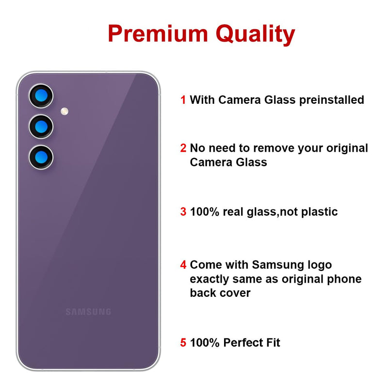 OEM Rear Back Glass Replacement for Samsung Galaxy S23 FE with Reparing Toolkit and Manual (Purple) Purple