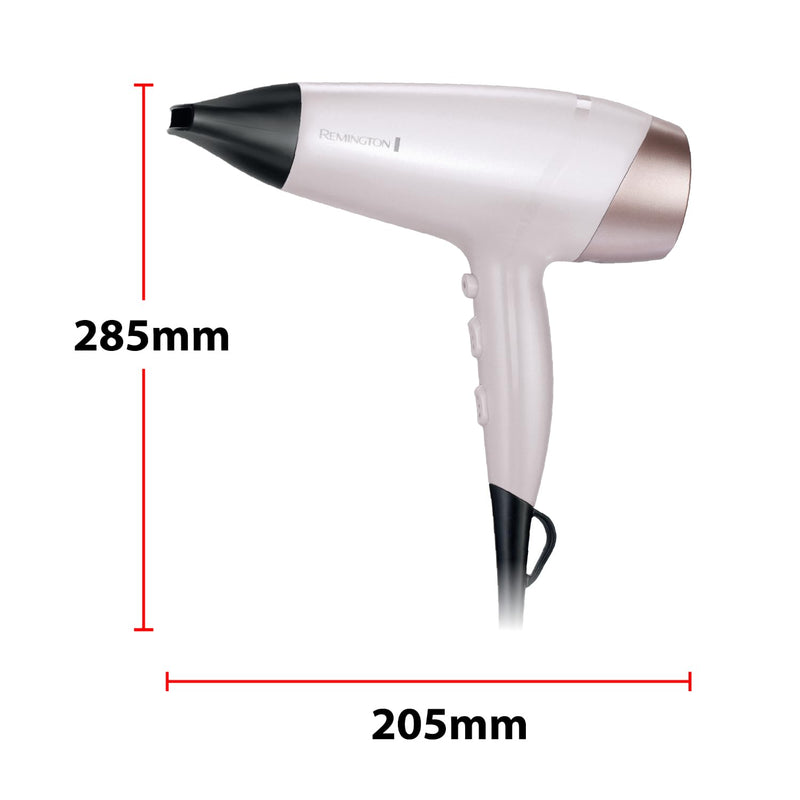 Remington Almond Allure Hair Dryer, Ionic Conditioning, 25% Faster Drying | Almond Oil Micro-Conditioners, Includes Diffuser and Concentrator, Six Heat and Speed Settings, Ceramic Coating, Model D4807