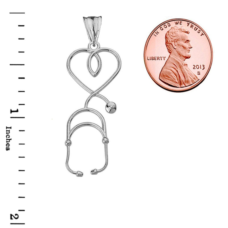 Fine Sterling Silver Heart-Shaped Stethoscope Pendant