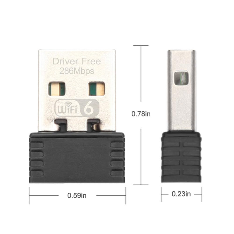 AX300 WiFi 6 Mini WiFi Adapter，2.4GHz Only，Driver-Free USB WiFi Dongle，Support Windows 7/8/10/11, Black, WD-AX286 AX300