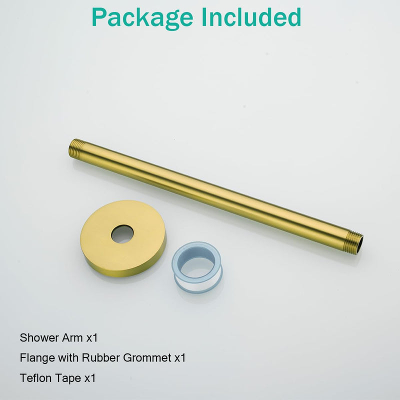 Shower Arm with Flange, 12 Inch Ceiling Mounted Fixed Shower Pipe, Bathroom Straight Rain Shower Replacement Arm, Universal Connection 1/2,Champagne Bronze Finish,SE-RD91038-12CB Round Flange-12″Champagne Bronze