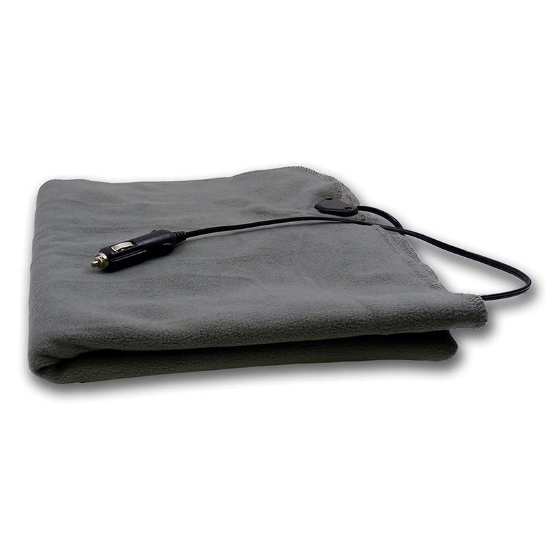 Schumacher Electric SA877 Heated Polar Fleece Lap Blanket for Emergencies, Road Trips, Camping, and Tailgating, Plugs into 12V DC Accessory Outlet, 12 Volt DC, 64-Inch Cord, Blue, 1 Unit 27.5" x 43" Gray