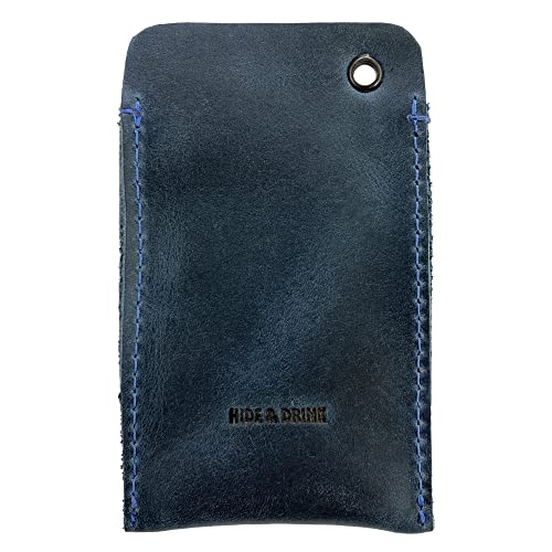 Hide & Drink, EDC Pocket Slip, Multitool Sleeve & Pen Holder for Everyday Use, Camping Accessories, Small Tool Organizer, Full Grain Leather, Handmade Slate Blue