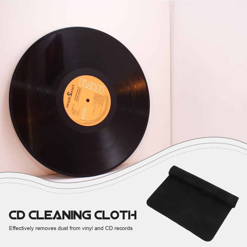 5pcs Vinyl Record Cleaning Cloth and CD Clean Cloth for Turntable Maintenance, Black Small Size Fiber Towels for Vinyl Album and CD Surface Care, Anti-Static Cleaning Accessories