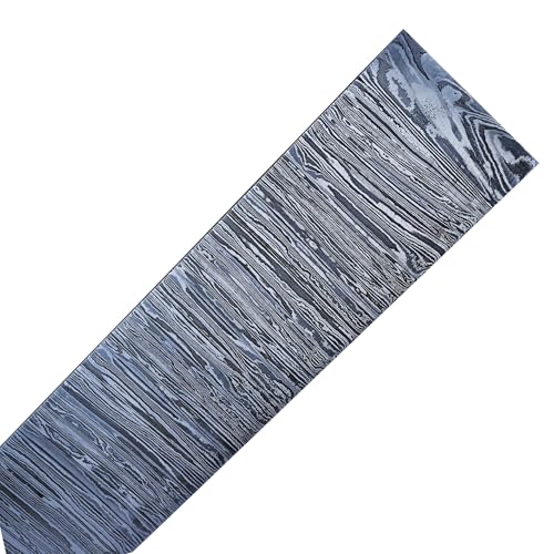 Damascus Steel Billet Bar for Knife Making – Firestorm Pattern Hand Forged Blank, 1095 & 15N20 High Carbon Steel Bar Stock, 12 x 2 in, Annealed & Pre-Etched, Bladesmithing & Blacksmith Supply