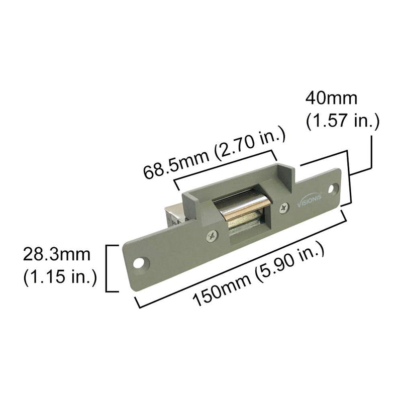 Visionis VIS-EL100-FSE 770lbs Stainless Steel Electric Door Strike Lock for Wood and Metal Doors 12V Fail Secure Normally Open