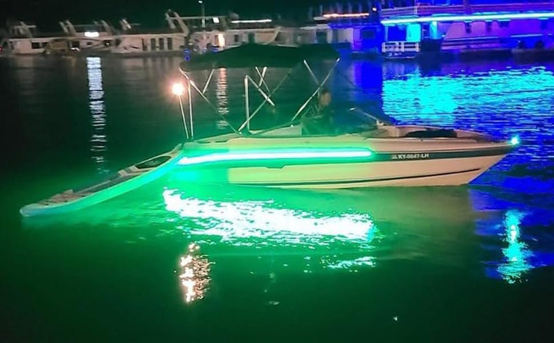 Seaponer Pontoon Boat Lights Battery Operated, Marine LED Strip for Duck Bass Sail Kayak, Wireless Waterproof Lights Strips for Deck Interior Courtesy Lights, Boat Accessories, 5m(16.4ft) (green) Green