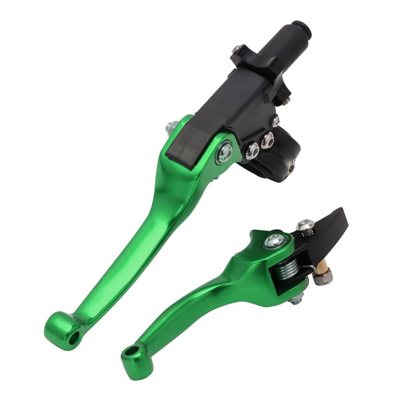 JFG RACING Motorcycle Brake Clutch Lever 7/8'' 22mm Folding Levers Aluminum Alloy Universal for CRF50 KLX SSR TTR 110 125 150 200 250cc Dirt Pit Bike ATV Mini Bike Green