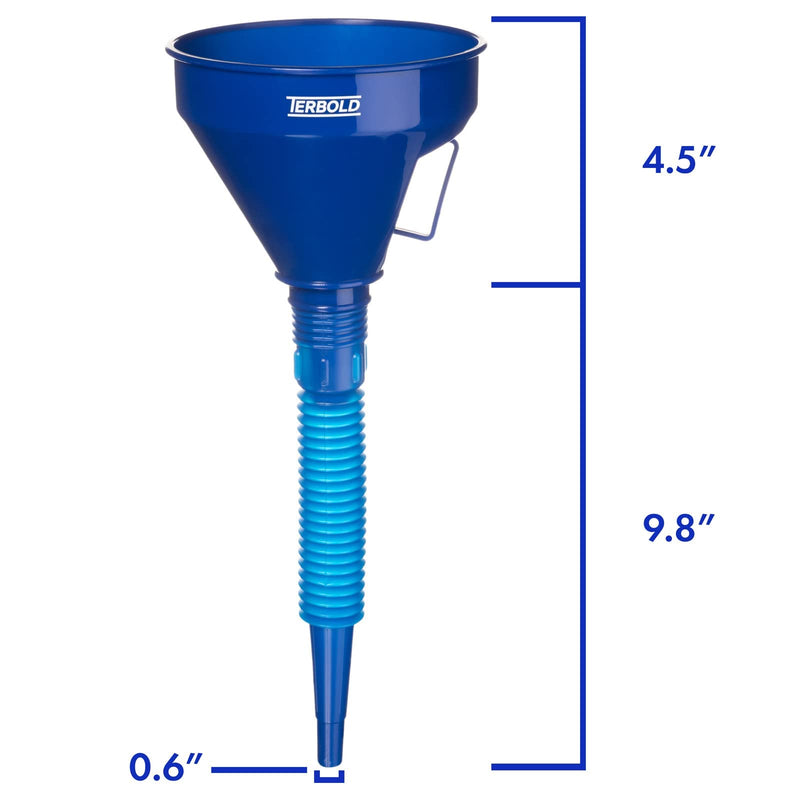 Automotive Flex Funnel with Hose | Wide Mouth Flexible Oil Funnel for Automotive Use - Gas, Transmission Fluid, Car Fuel, Oil Change (Blue) Blue