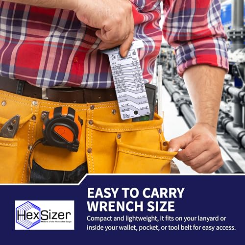 HexSizer 10-Pack Heavy Hex Gauge, Nut & Bolt Sizer Set - Gray on White