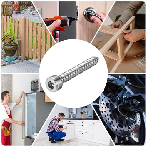 M METERXITY 100 Pack Hex Socket Head Screws, M4x35mm Stainless Steel Bolts Full Thread Self Tapping Screws for Furniture Machinery Electrical Appliances [Silver]