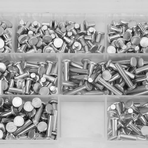 350pcs Flat Head Solid Rivets M4 Kit 4/6/8/10/12/16/20mm