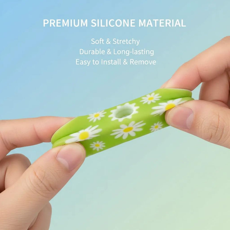 6Pcs Unique Key Covers Caps Silicone Decorative Head Protector Set | Patterned flexible silicone key caps slip over flat keys to prevent scratches for students carrying keychains. 6pcs Printed Pattern
