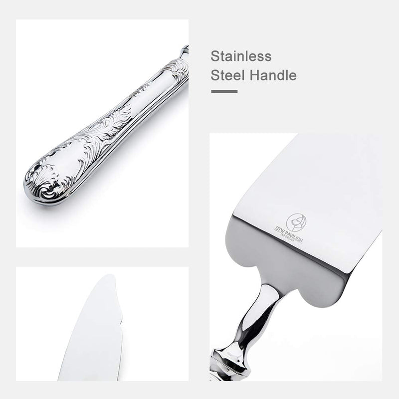 2 Piece Wedding Cake Server Set,18/10 Stainless Steel Dessert Set Pie Server Cake Cutter Knife for Birthday,Anniversary,Holiday,Baby Shower,Party (Versailles, Stainless steel-V) Versailles