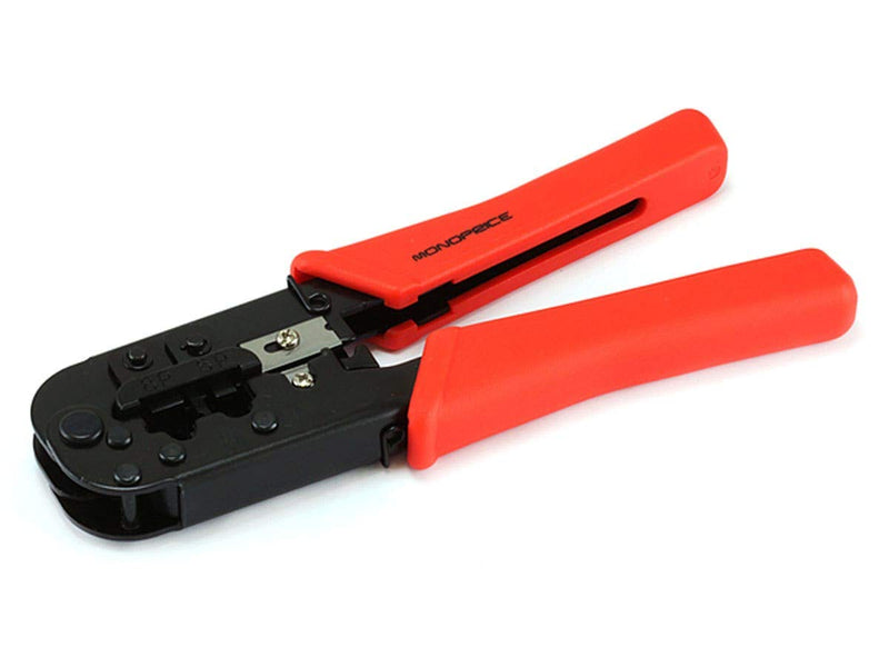 Monoprice RJ-45/RJ11 Stripping and Crimping Tool Kit with Modular Plugs (108140)