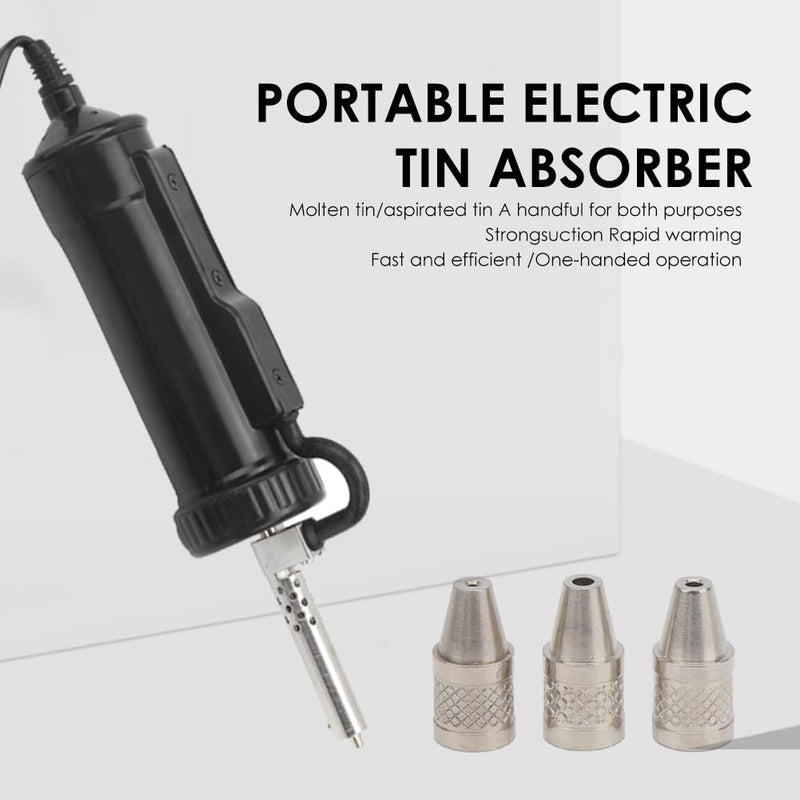 Electric Solder Sucker 30W Automatic Desoldering Pump with Vacuum Suction, 3 Nozzles (1.0mm, 1.5mm, 2.5mm) Tin Suction Device for Tin Removal Work (US Plug AC110V) ﻿