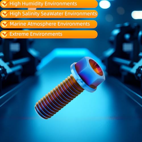 Titanium Flange Hex Bolts M8X20mm, 6PC, Burnt Blue M8X20