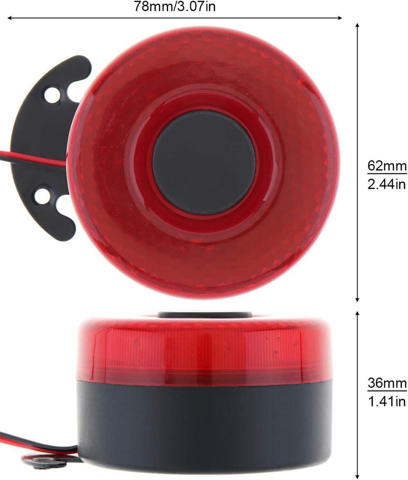Car Back-up Alarm, 12V/24V 105dB Reverse Beeper Backup Alarm Vehicle Auto Back Up Horn Car Reverse Alarm Buzzer Siren with Light Red