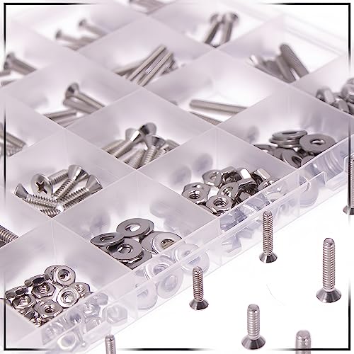 Flat Head Machine Screws #4-40#6-32#8-32 Stainless Steel Nuts Bolts Washers Assortment Kit Phillips Fasteners Flat Countersunk Electricians Screw Nuts Kit Small Screws Mounting Screws