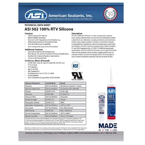 Clear 100% RTV Silicone Sealant - 10.2 Oz Cartridge