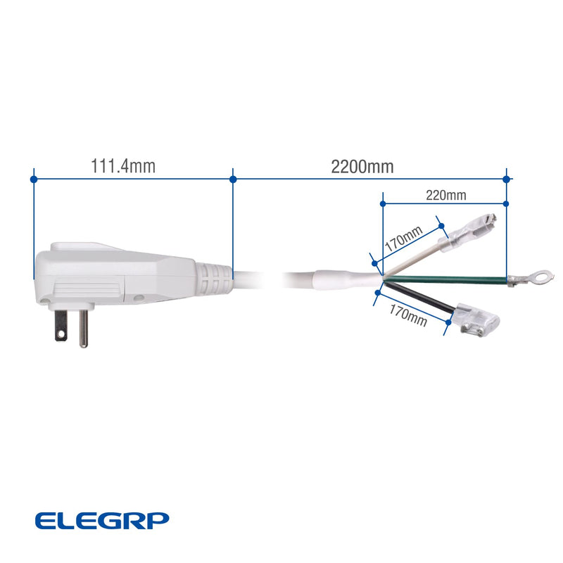ELEGRP L22615 240V 15A 3600W 14AWG LCDI Power Cord Plug 60Hz NEMA 6-15P for A/C Air Conditioner, E250451 UL Certified, 7.5FT Leakage Current Detection Interrupter Replacement 0661515LY L15615 (1 Pack)