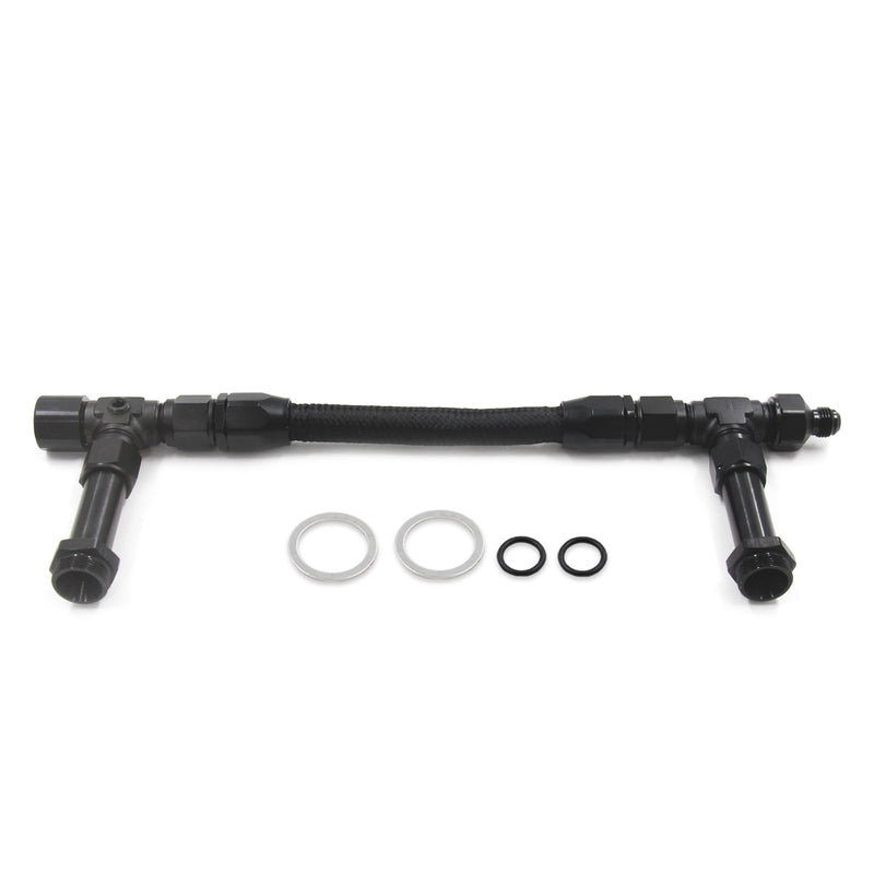 4150 Carburetor Fuel Line Kit 8AN Dual Feed Fuel Line to 7/8" Braided Dual Inlet Fuel Line Kit for Holley Black Without Gauge
