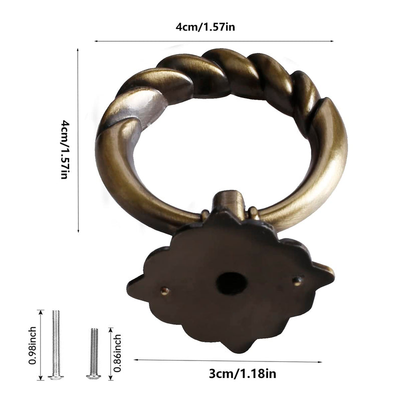 12 Pack Retro Style Bronze Drop Ring Cabinet Drawer Pull - Alloy Wardrobe Furniture Handles, Bathroom Dresser Knobs With Screws - Luxury Hardware for Kitchen Cupboard 12P Bronze