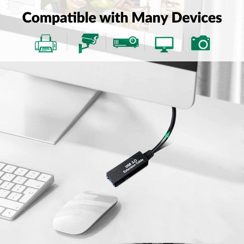 25Feet Active USB 3.0 extension cable,Long USB Extension Cord A-Male A-Female,With Expansion Chipset Signal Boosters, Compatible With Oculus Quest 3,VR, Xbox, PS4, Webcam,etc. 25FT Active