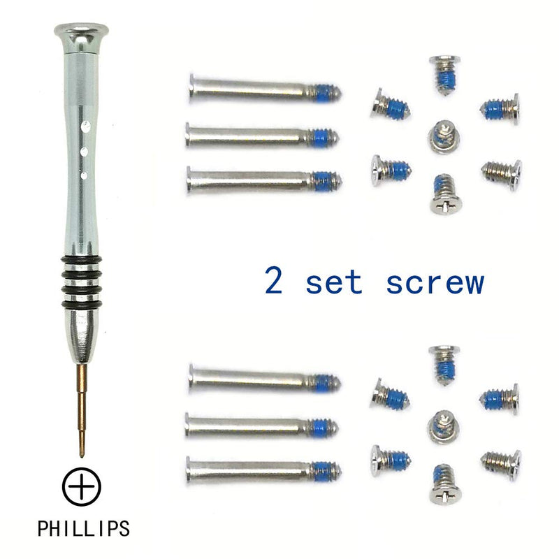 2 Sets Replacement Screws with Screwdriver for MacBook Pro 13" 15" 17" A1278 A1286 A1297 2009-2012, Unibody Bottom Case Cover Phillips Repair Tool Kit Notebook Laptop PC Computer Screw