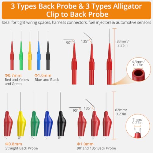 Neoteck 44PCS Backprobe Test Lead Kit with Multi-Angle Back Probe Pins
