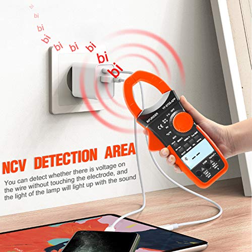 Digital AC/DC Volt Amp Clamp Meter,Wireless Bluetooth Auto Ranging 1000A Ammeter Clamp Multimeter for Voltage,Current,Ohm,Cap,Temperature Tester 2.YF-570S-APP AC DC Current Clamp with BT