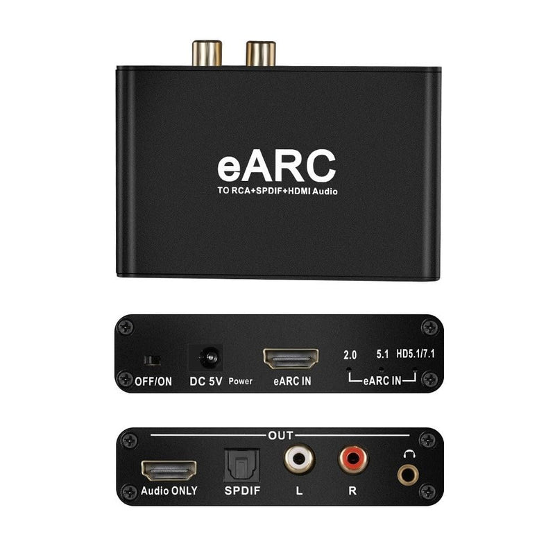 HDMI eARC/ARC to HDMI, RCA R/L, Optical, 3.5mm Audio Converter, eARC/ARC Audio Converter Extractor/Adapter for TV